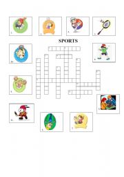 English Worksheet: sports- crossword