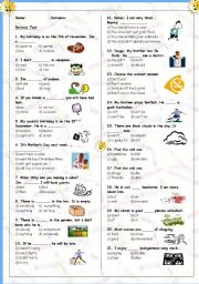 English Worksheet: Revision Test