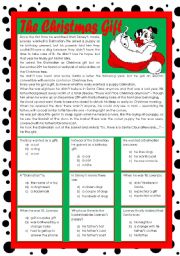 English Worksheet: The Christmas Gift - reading comprehension + Past Simple / Past Continuous [4 types of exercises] - keys included  ((3 pages)) ***editable
