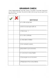 English Worksheet: Grammar Check - Pre Intermediate