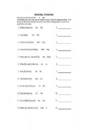 English worksheet: Personal Prounoun