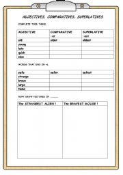 English Worksheet: ADJECTIVES, COMPARATIVES, SUPERLATIVES