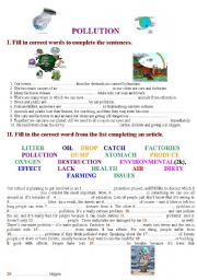 English Worksheet: Pollution