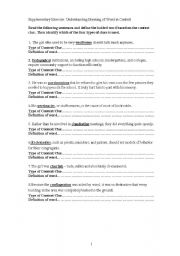 English Worksheet: Understanding Meaning of Words