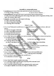 English Worksheet: Countable Vs. Uncountable nouns