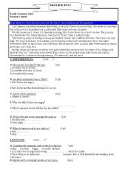 English Worksheet: TEST for Common Core Classes