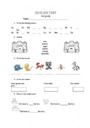 English Worksheet: English test for 3rd grade