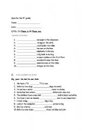 English worksheet: quiz 5th grade