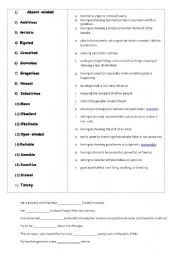 English Worksheet: personality adjectives