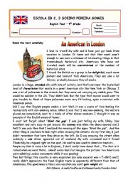 English Worksheet: TEST - An American in London (KEY included)