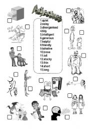 English Worksheet: Adjectives - matching exercise