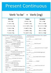 English Worksheet: Present continuous