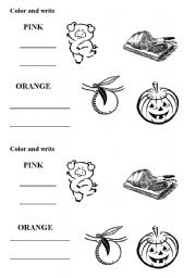 English worksheet: pink and orange colors