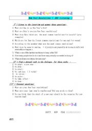English Worksheet: New Year resolutions listening exercise