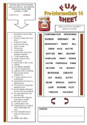 English Worksheet: FunSheet Pre-Intermediate #14