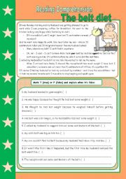 English Worksheet: The belt diet  reading comprehension + short comparatives [3 tasks + keys included] ((3 pages)) **editable