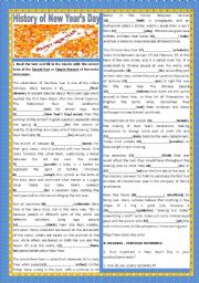 English Worksheet: HISTORY OF NEW YEAR�S DAY