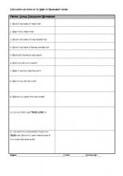 English Worksheet: Group Discussion on Movie
