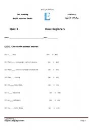 English worksheet: Practice test for beginners