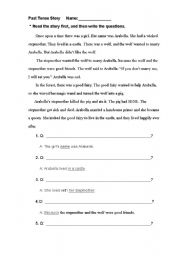 English Worksheet: Past Tense Story