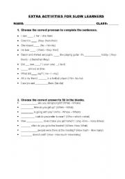 English Worksheet: Wonderful activities for weak students