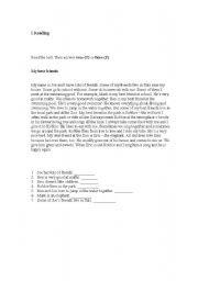 English Worksheet: reading comprehension, grammar and writing test