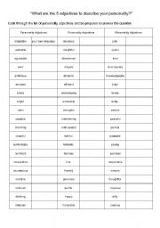 English Worksheet: describe your personality