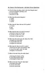 English Worksheet: Mr. Bean at the Restaurant