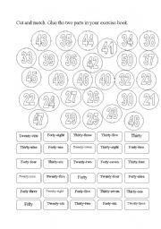 English Worksheet: Numbers 21-50