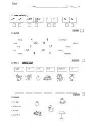 English Worksheet: test elementary