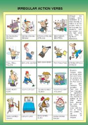 English Worksheet: IRREGULAR ACTION VERBS - EDITABLE