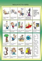 English Worksheet: REGULAR ACTION VERBS - EDITABLE