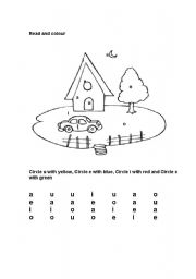 English Worksheet: coloring vowels