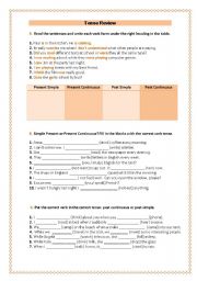 English Worksheet: Tense Review