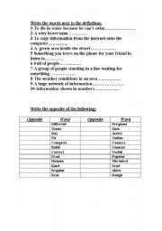 English worksheet: vocabulary