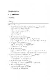 English Worksheet: cry freedom test