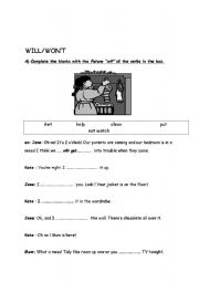 English worksheet: will-wont