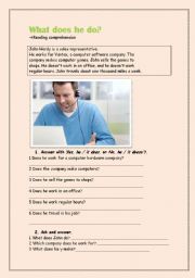 English Worksheet: What does he do?