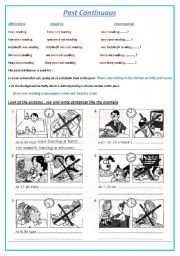 English Worksheet: Past continuous tense