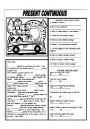 English Worksheet: PRESENT CONTINUOUS