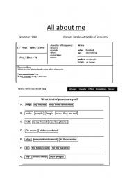English Worksheet: all about me