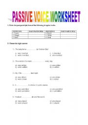 English Worksheet: passive voice worksheet (2 pages)