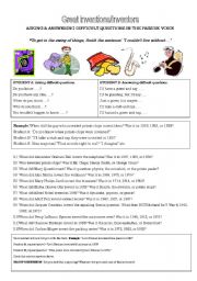 English Worksheet: Great Inventions/Inventors