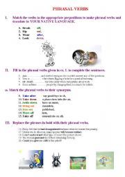 English Worksheet: Phrasal verbs-Quiz