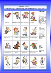 English Worksheet: ADJECTIVES - EDITABLE.