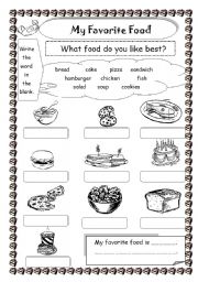 English Worksheet: My favorite food