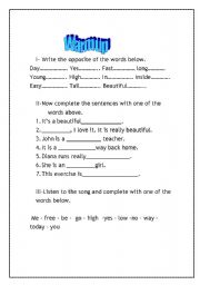 English Worksheet: If you want to sing out - Cat Stevens