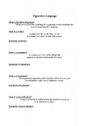 English Worksheet: Figurative Language