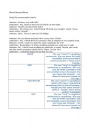 English Worksheet: uses of some and any
