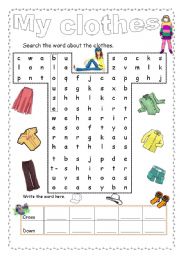 English Worksheet: My clothes